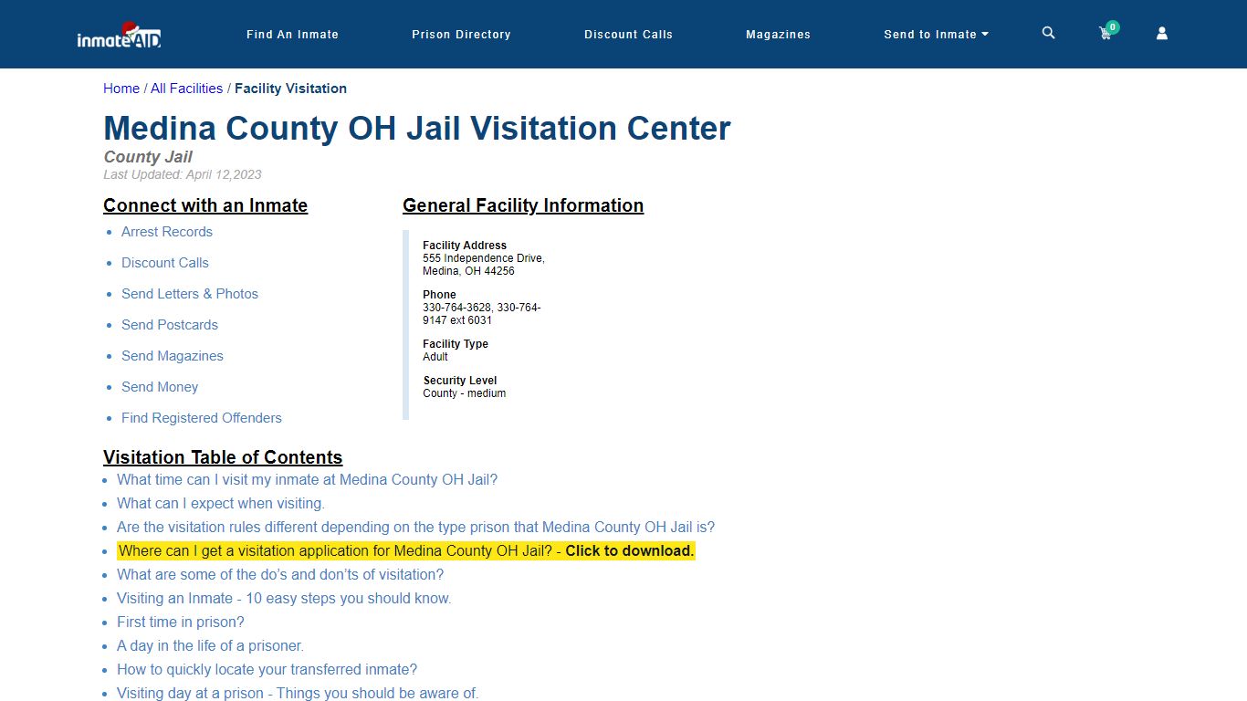 Medina County OH Jail | Visitation, dress code & visiting hours - InmateAid